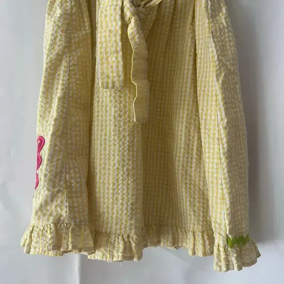 Emily Rose Yellow Gingham Butterfly Sundress Girls Size 5 Ruffle Bow Summer - Picture 8 of 12